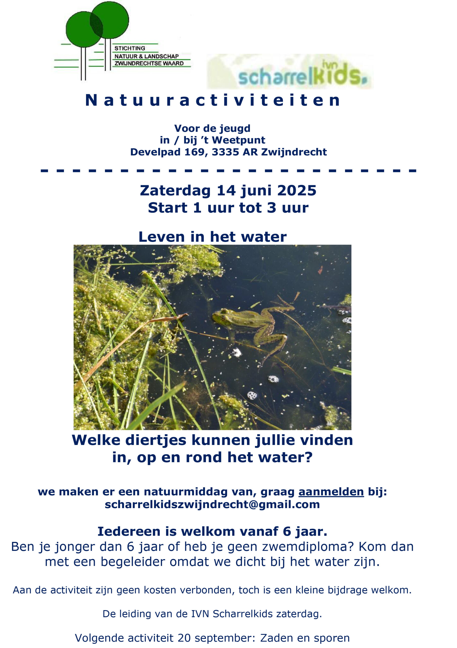 Wat leeft er in het water ? Scharrelkids op zaterdag @ 't Weetpunt