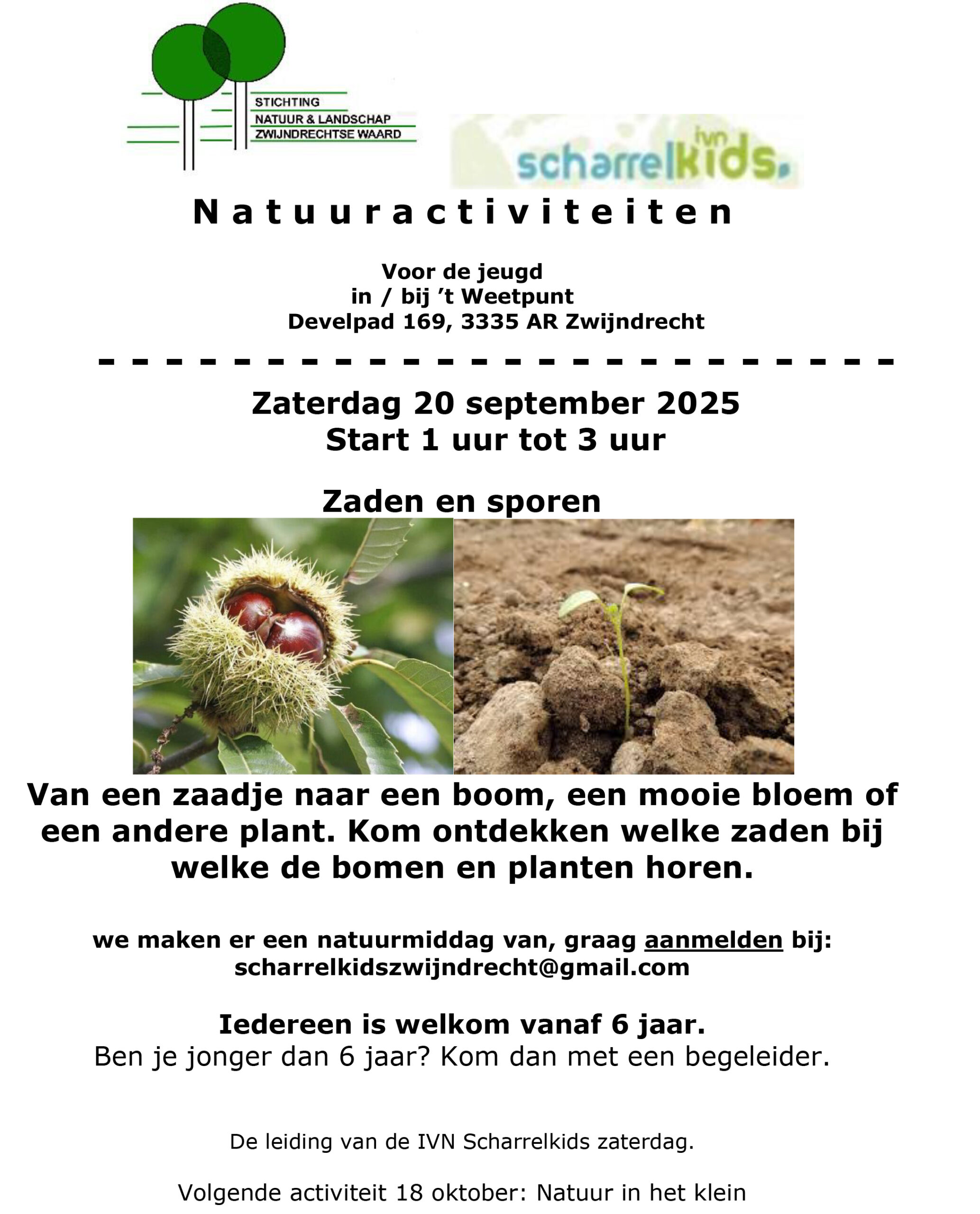 Zaden en sporen / Scharrelkids op zaterdag @ 't Weetpunt